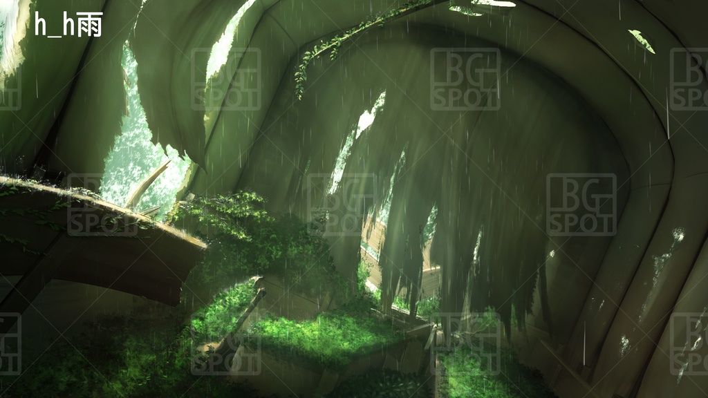 BG_幌馬車の内部 Ver2.0 半壊_緑化