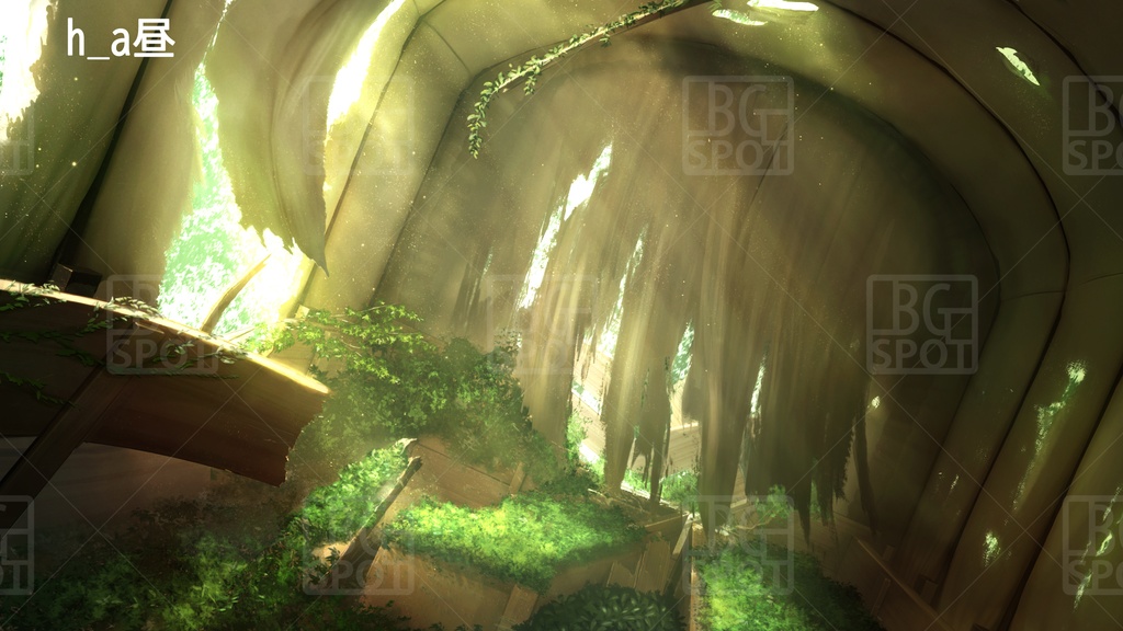 BG_幌馬車の内部 Ver2.0 半壊_緑化