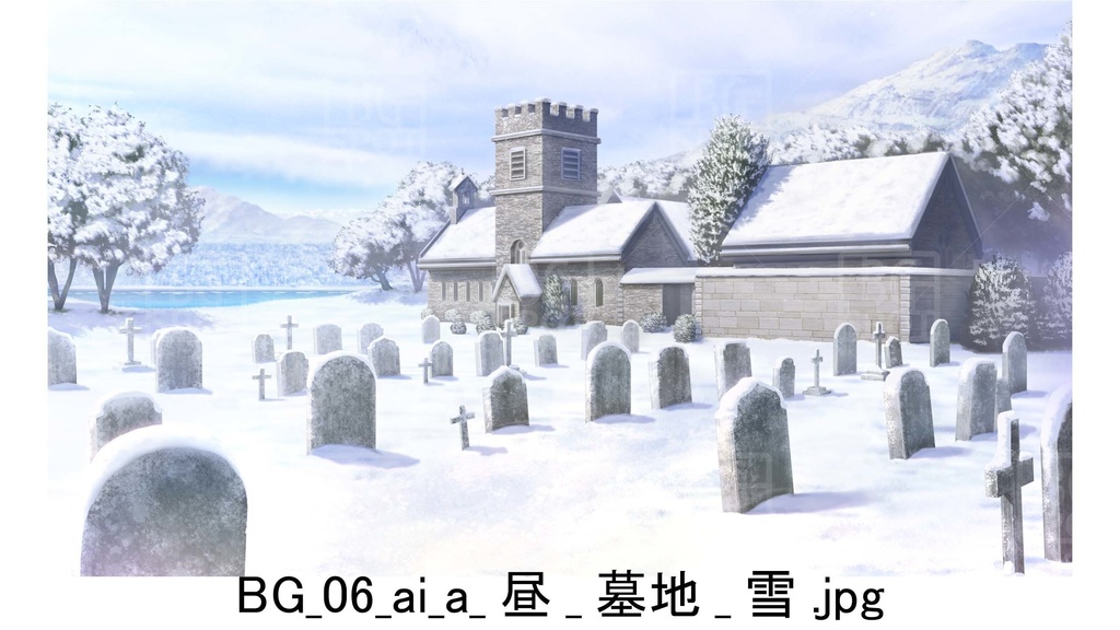 BG06_教会裏の~墓地_雪_晴れ