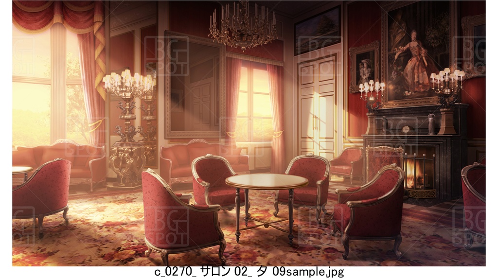 カラー【レッド】BG_豪華な部屋の4つのサロンver1.0