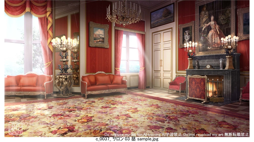 カラー【レッド】BG_豪華な部屋の4つのサロンver1.0