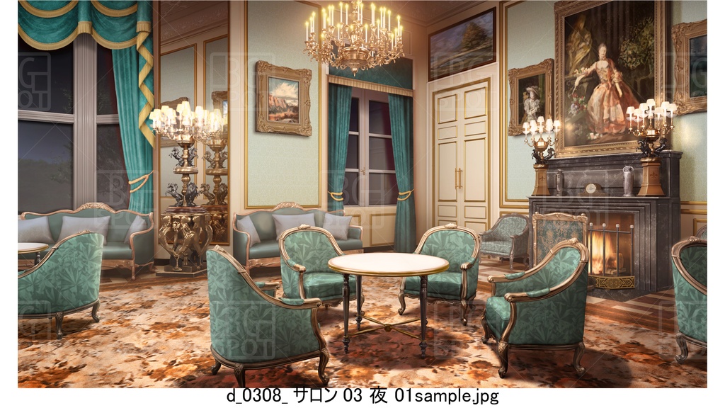 カラー【グリーン】BG_豪華な部屋の4つのサロンver1.0