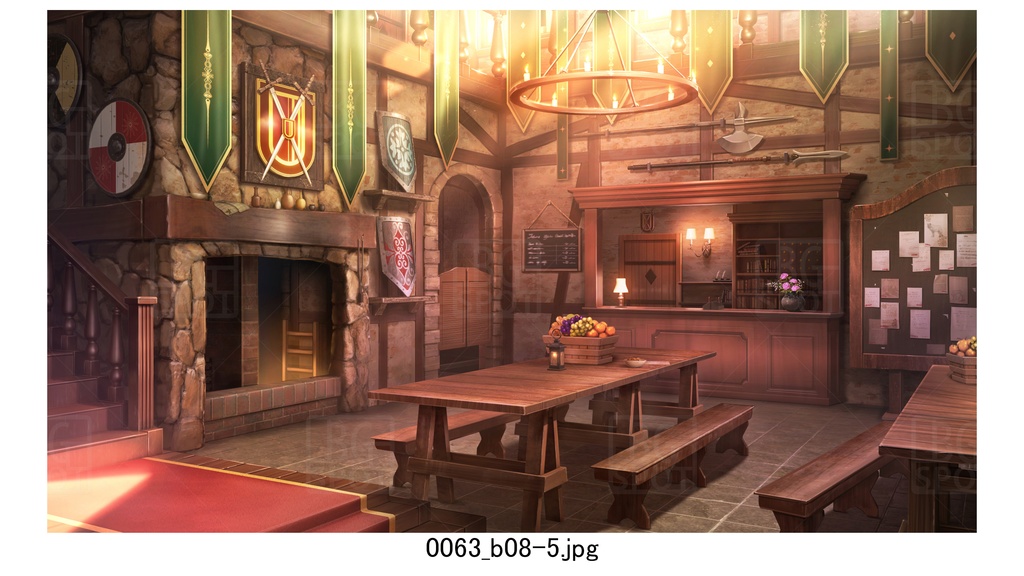 冒険者ギルド編隠し扉(緑)_BG_豚の丸焼きが出る酒場ver2.0