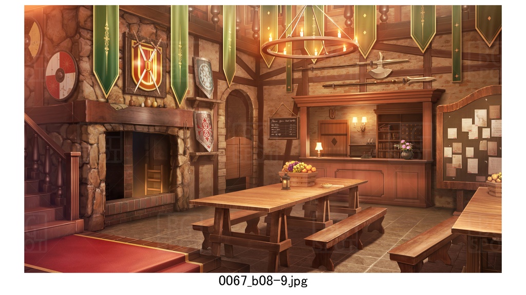 冒険者ギルド編隠し扉(緑)_BG_豚の丸焼きが出る酒場ver2.0