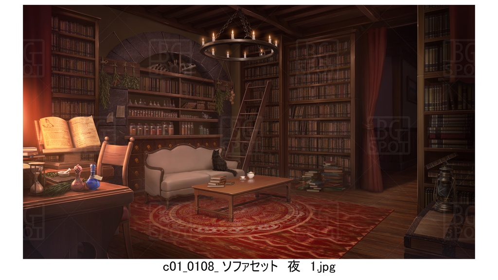 cソファとテーブル_BG_12魔法使いの部屋