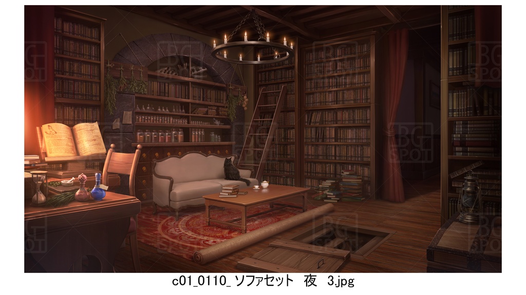 cソファとテーブル_BG_12魔法使いの部屋