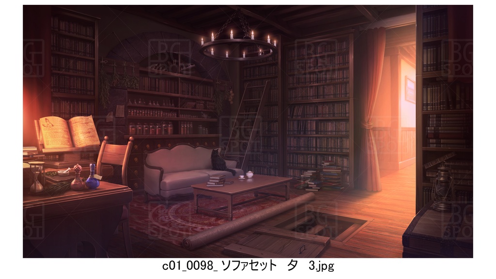 cソファとテーブル_BG_12魔法使いの部屋