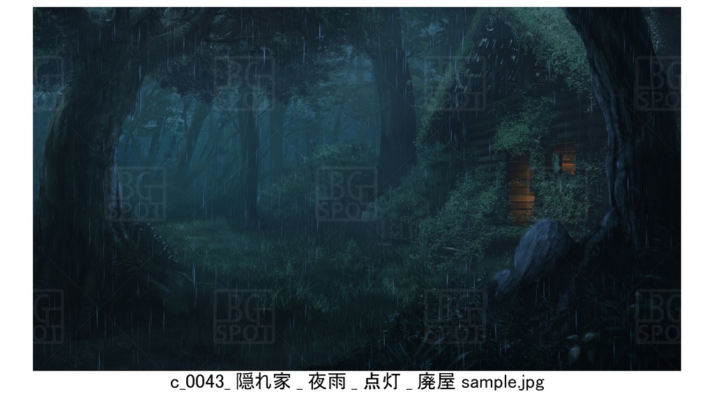 BG_ログハウス_ver1.5_賢者の隠れ家_廃屋_雨