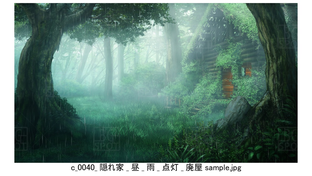 BG_ログハウス_ver1.5_賢者の隠れ家_廃屋_雨