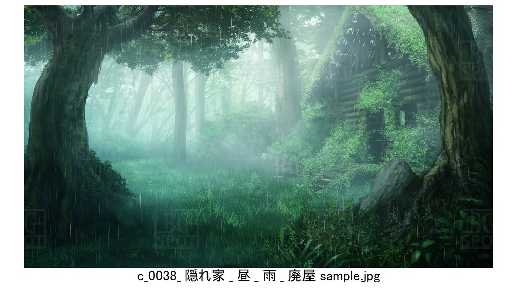 BG_ログハウス_ver1.5_賢者の隠れ家_廃屋＿雨