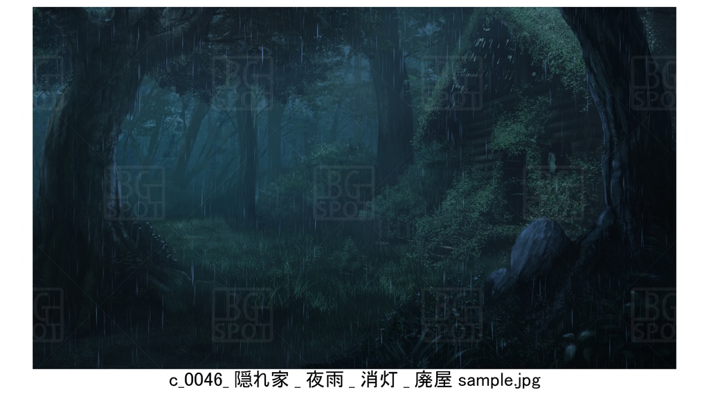 BG_ログハウス_ver1.5_賢者の隠れ家_廃屋_雨