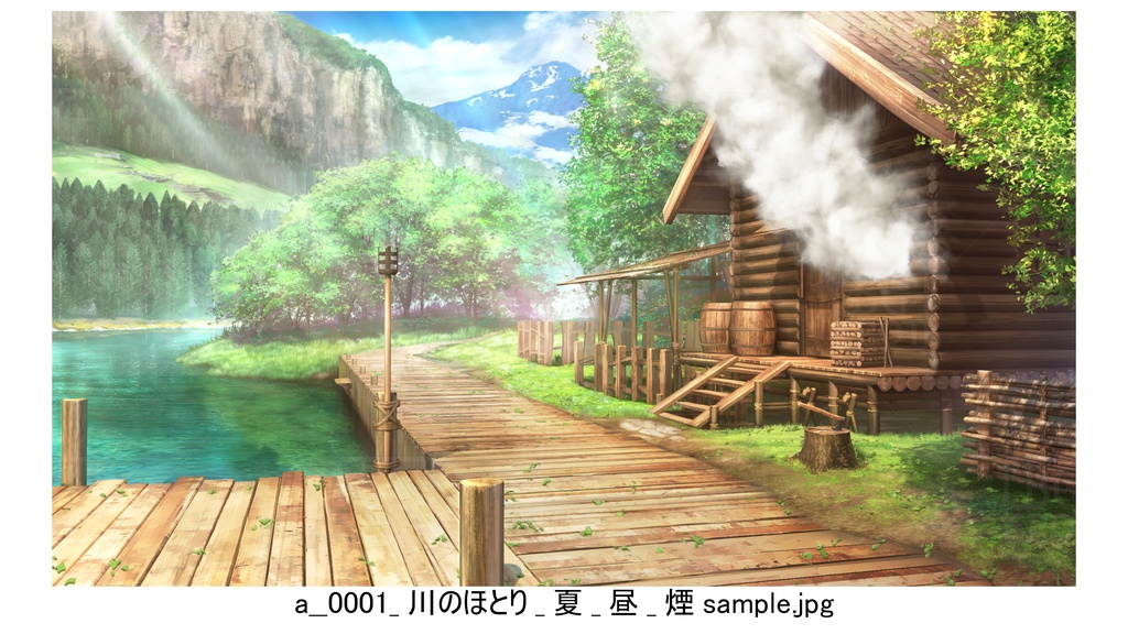 BG_ログハウス_ver1.5_川のほとり_夏_通常