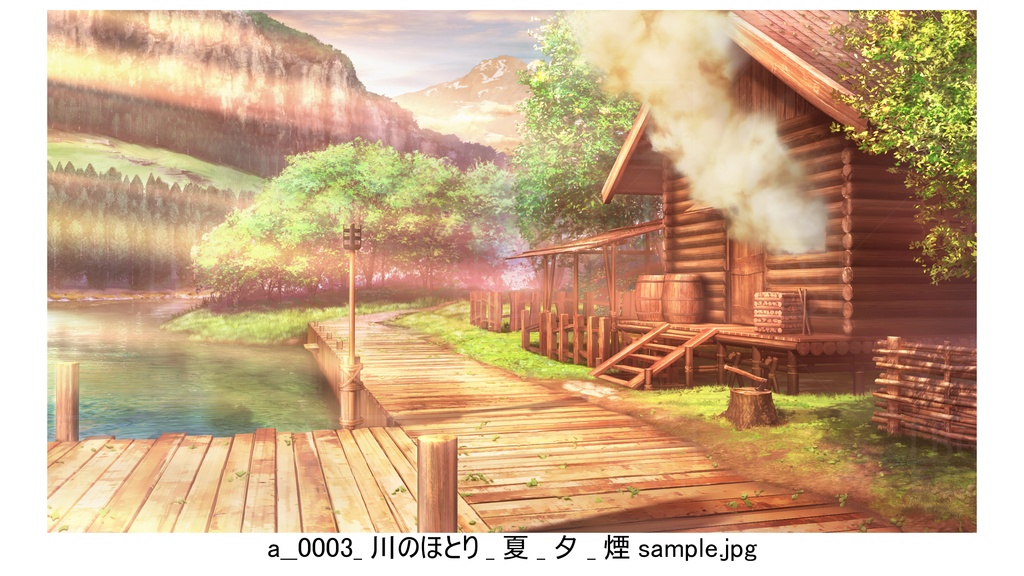 BG_ログハウス_ver1.5_川のほとり_夏_通常