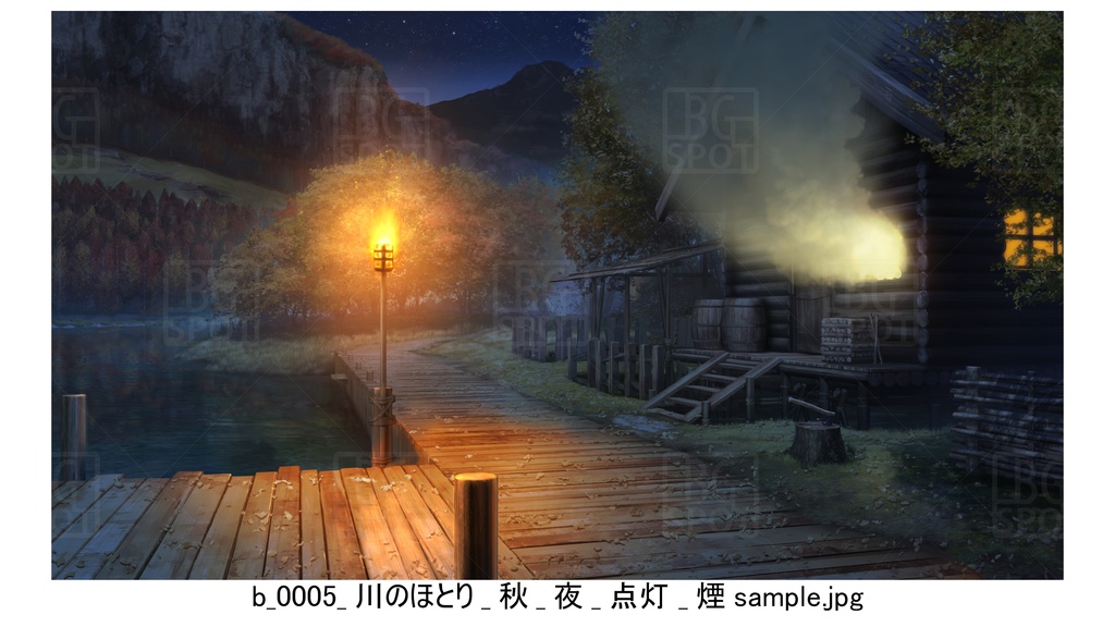 BG_ログハウス_ver1.5_川のほとり_秋_通常