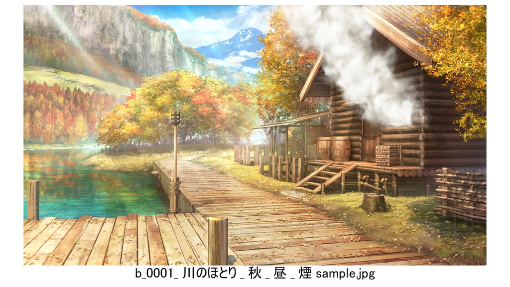 BG_ログハウス_ver1.5_川のほとり_秋_通常