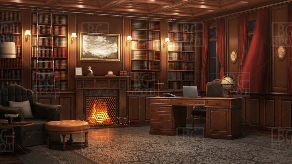 🗂️おまとめ版(フルセット)【BG_ 暖炉のある書斎ver1.0 】
