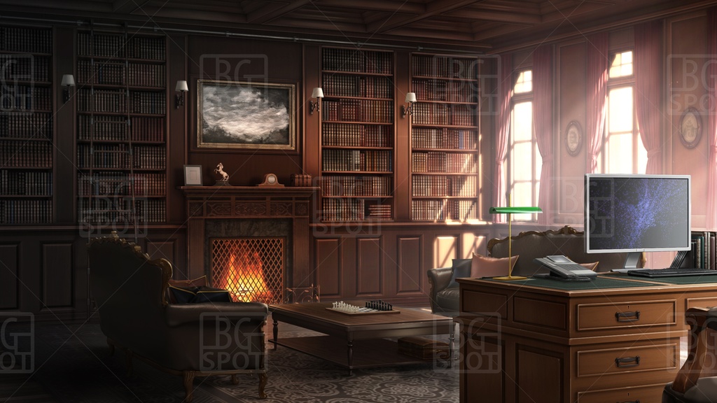 🗂️おまとめ版(フルセット)【BG_ 暖炉のある書斎ver1.0 】