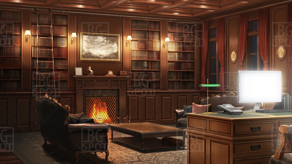 🗂️おまとめ版(フルセット)【BG_ 暖炉のある書斎ver1.0 】