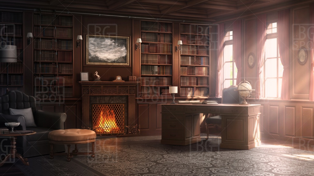 🗂️おまとめ版(フルセット)【BG_ 暖炉のある書斎ver1.0 】