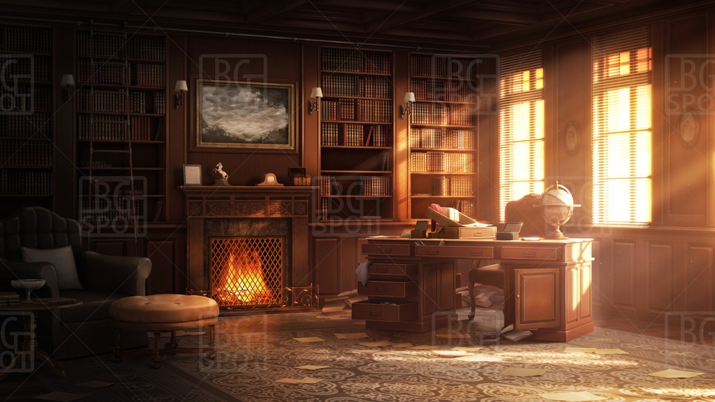 🗂️おまとめ版(フルセット)【BG_ 暖炉のある書斎ver1.0 】