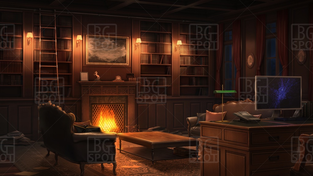 🗂️おまとめ版(フルセット)【BG_ 暖炉のある書斎ver1.0 】