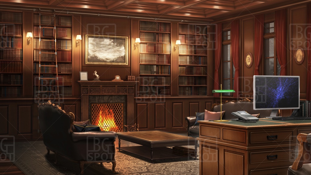 🗂️おまとめ版(フルセット)【BG_ 暖炉のある書斎ver1.0 】