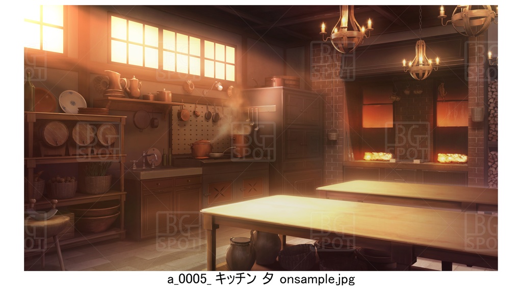 1テーブル上に道具無し【BG_宿屋&ギルドのキッチン ver1.0】