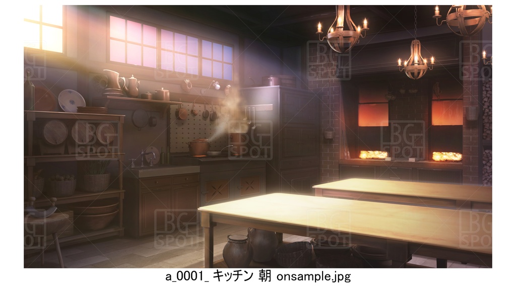 1テーブル上に道具無し【BG_宿屋&ギルドのキッチン ver1.0】