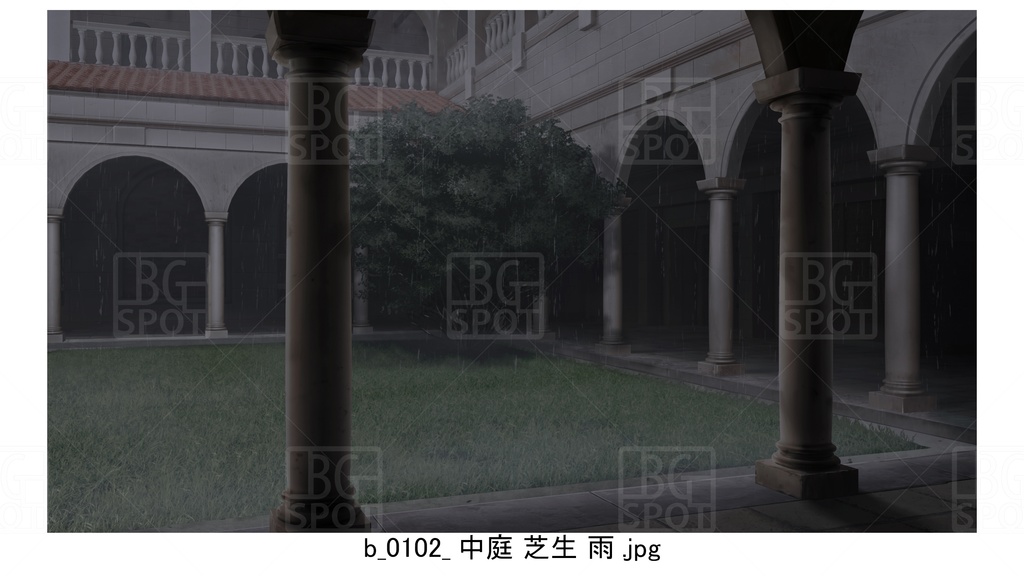 中庭 芝生【BG_ローマの浴場と中庭とお宝 ver2.0】