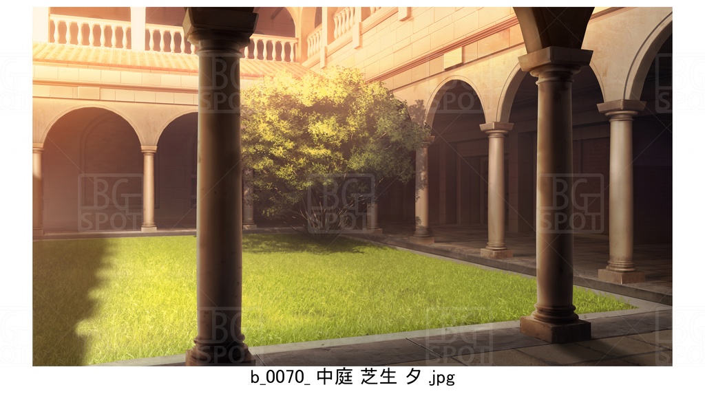 中庭 芝生【BG_ローマの浴場と中庭とお宝 ver2.0】