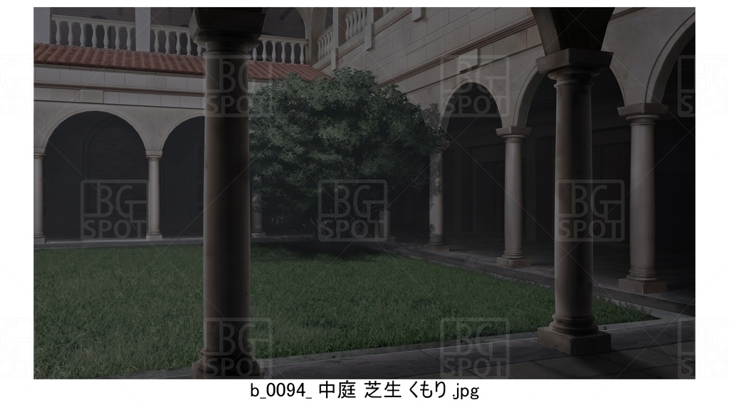 中庭 芝生【BG_ローマの浴場と中庭とお宝 ver2.0】