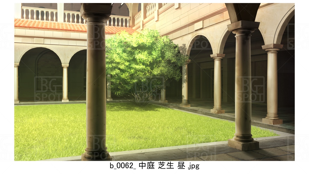 中庭 芝生【BG_ローマの浴場と中庭とお宝 ver2.0】