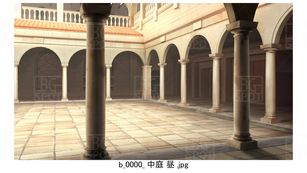 中庭 石畳【BG_ローマの浴場と中庭とお宝 ver2.0】
