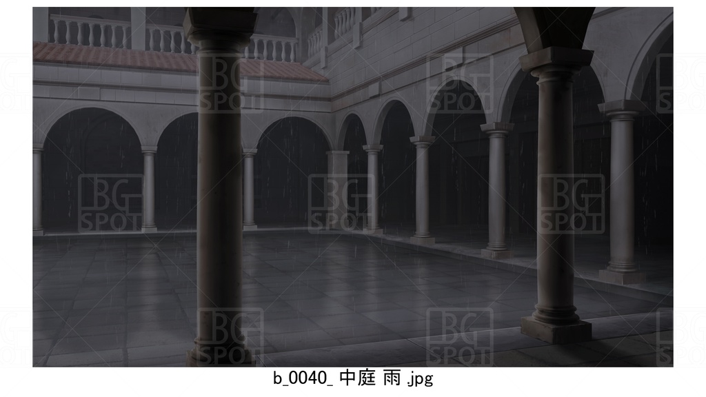 中庭 石畳【BG_ローマの浴場と中庭とお宝 ver2.0】