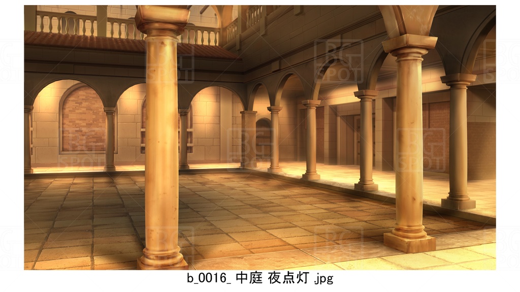 中庭 石畳【BG_ローマの浴場と中庭とお宝 ver2.0】