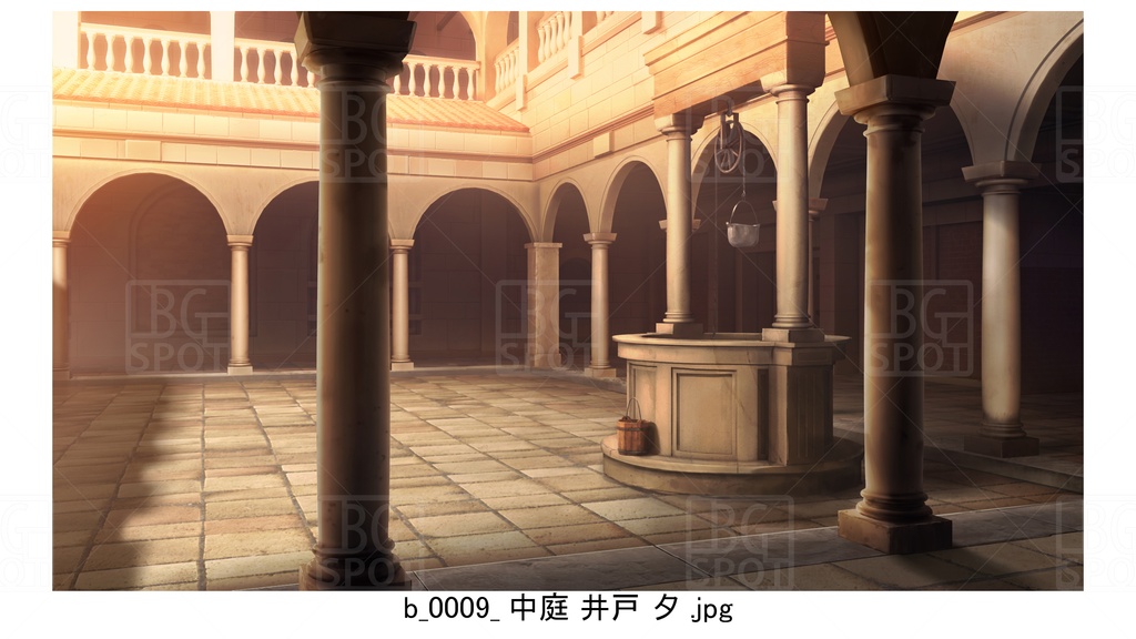中庭 石畳 井戸【BG_ローマの浴場と中庭とお宝 ver2.0】