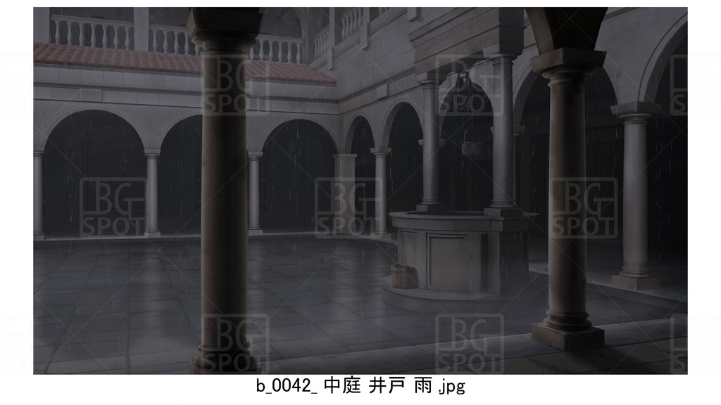 中庭 石畳 井戸【BG_ローマの浴場と中庭とお宝 ver2.0】