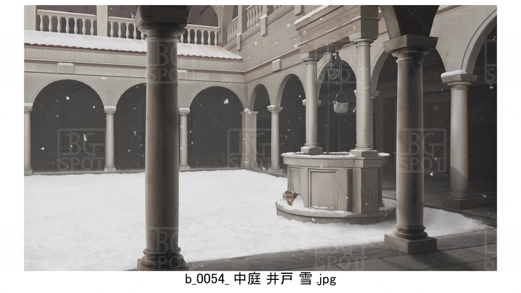 中庭 石畳 井戸【BG_ローマの浴場と中庭とお宝 ver2.0】