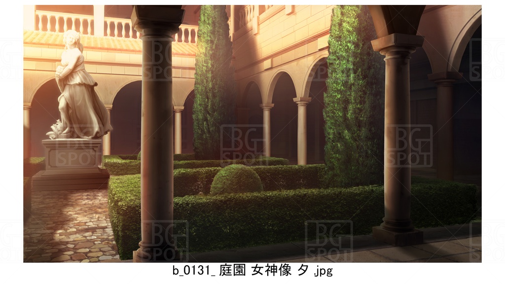 中庭_庭園 女神像【BG_ローマの浴場と中庭とお宝 ver2.0】
