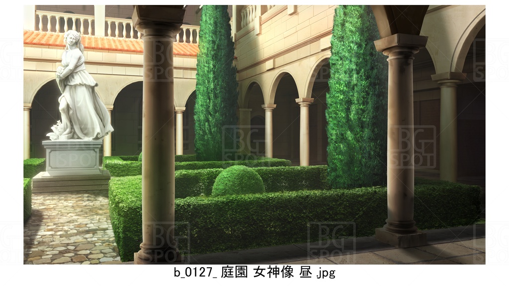 中庭_庭園 女神像【BG_ローマの浴場と中庭とお宝 ver2.0】