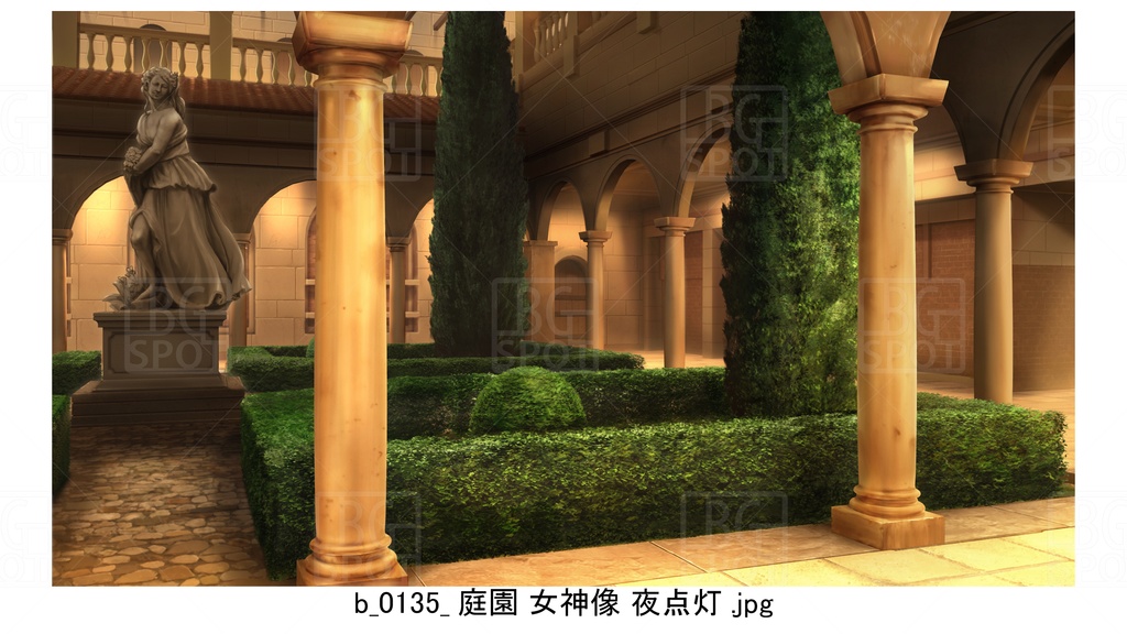 中庭_庭園 女神像【BG_ローマの浴場と中庭とお宝 ver2.0】