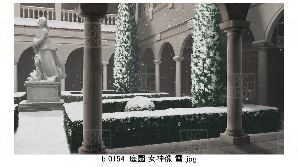 中庭_庭園 女神像【BG_ローマの浴場と中庭とお宝 ver2.0】