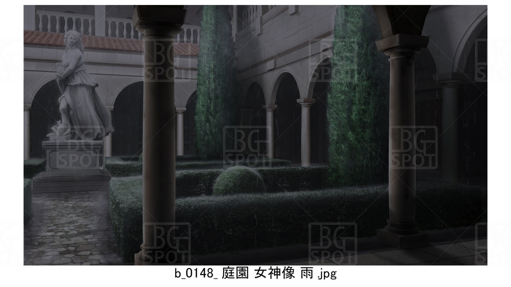 中庭_庭園 女神像【BG_ローマの浴場と中庭とお宝 ver2.0】