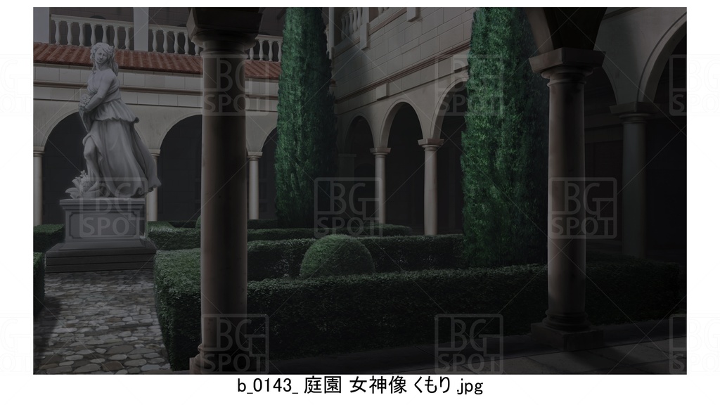 中庭_庭園 女神像【BG_ローマの浴場と中庭とお宝 ver2.0】