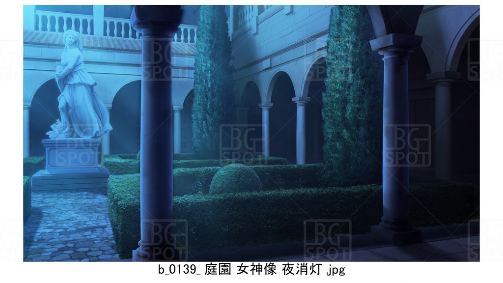 中庭_庭園 女神像【BG_ローマの浴場と中庭とお宝 ver2.0】