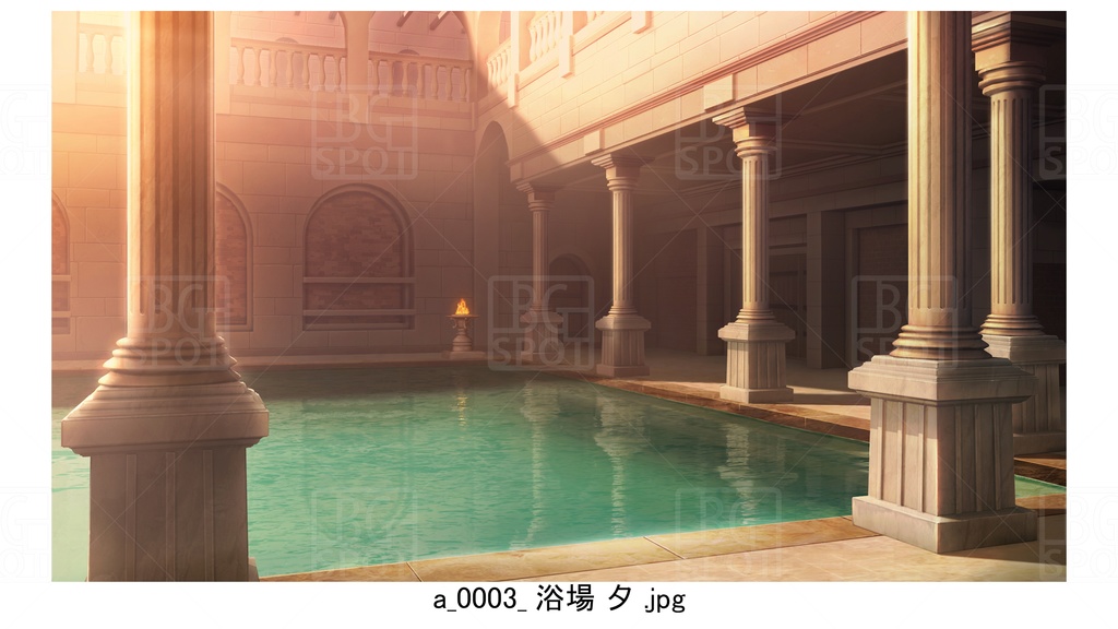 ローマの公衆浴場 夕方差分【BG_ローマの浴場と中庭とお宝 ver2.0】