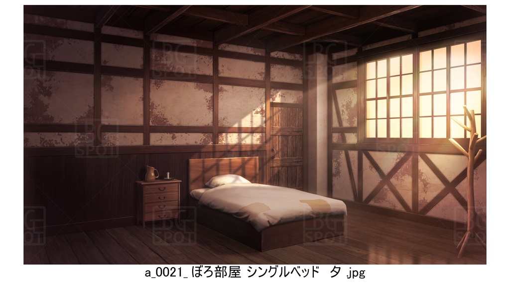 BG_01_ボロい宿_シングルベット
