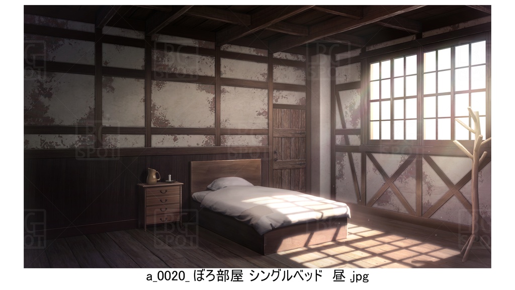 BG_01_ボロい宿_シングルベット