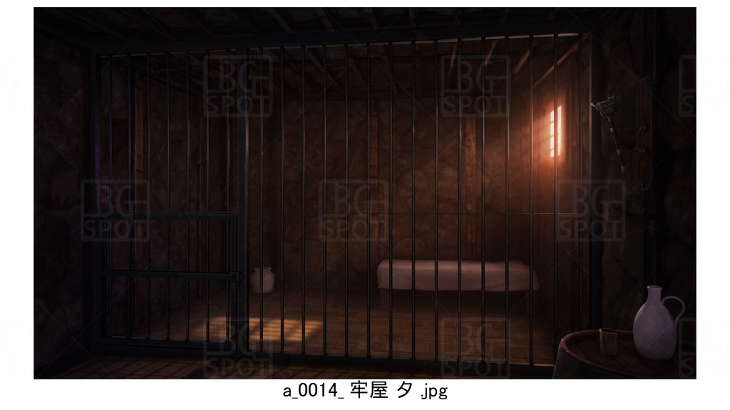 牢屋_ベット【BG_石壁の牢屋ver1.0】