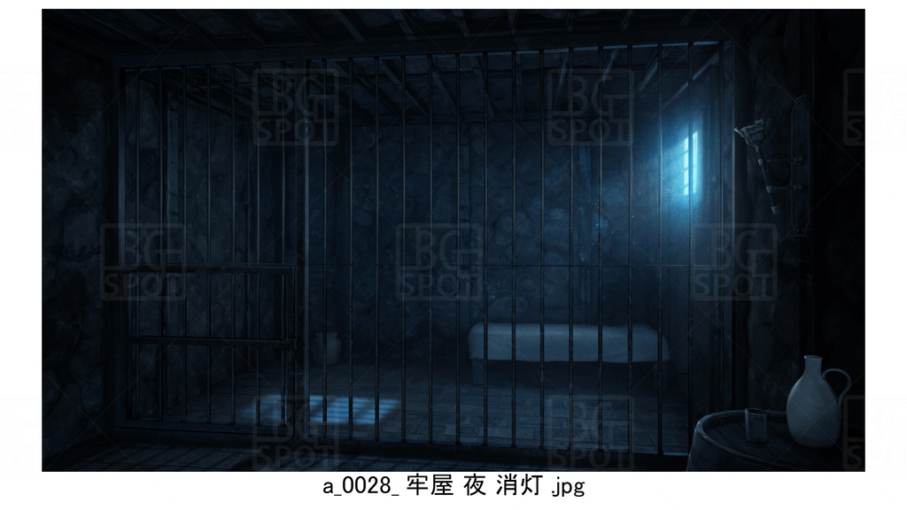 牢屋_ベット【BG_石壁の牢屋ver1.0】